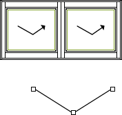 illustration of a 2 panel folding or stacker window